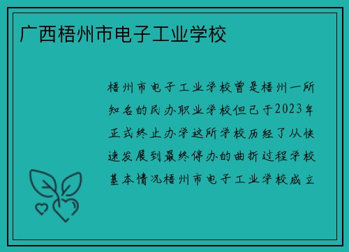 广西梧州市电子工业学校
